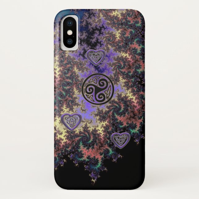 Celtic Triskele Fractal Heart Knots iPhone Case (Back)