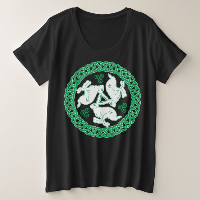 Celtic Triskele Hares Plus Size T-Shirt (Design Front)