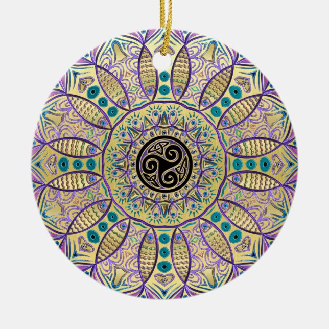 Celtic Triskele Mandala Christmas Tree Ornament (Front)