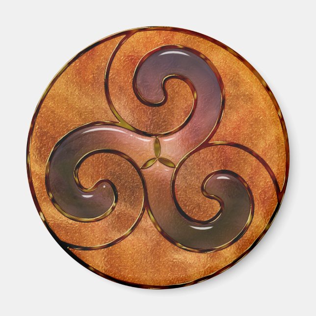 celtic triskele on gold magnet (Front)