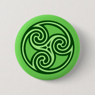 Celtic Triskele Ornament, Lime and Dark Green 6 Cm Round Badge