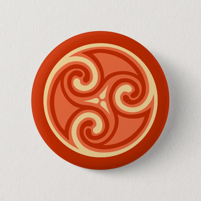 Celtic Triskele Ornament, Mandarin Orange 6 Cm Round Badge (Front)