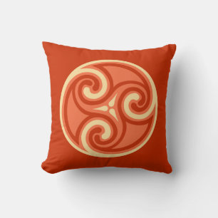 Celtic Triskele Ornament, Mandarin Orange Cushion