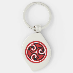 Celtic Triskele Ornament, Red, Black and White Key Ring