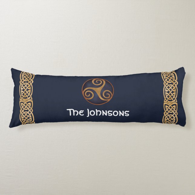 Celtic Triskelion (Blue) Custom Body Cushion (Front)