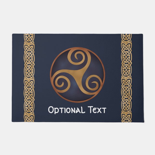 Celtic Triskelion (Blue) Custom Doormat (Front)