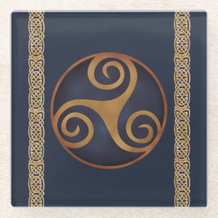 Celtic Triskelion (Blue) Custom Template Glass Coaster