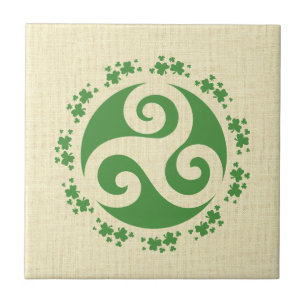 Celtic Triskelion & Shamrocks Tile