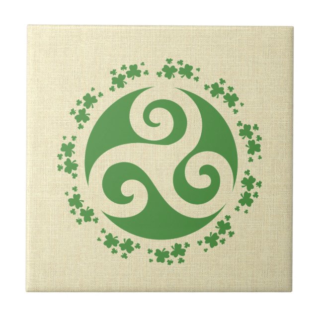 Celtic Triskelion & Shamrocks Tile (Front)
