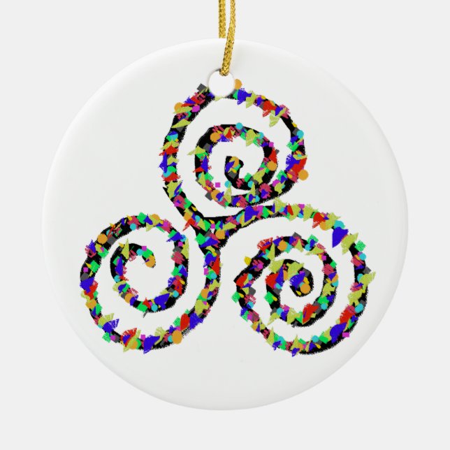 Celtic Triskelion Strength Ceramic Tree Decoration (Front)