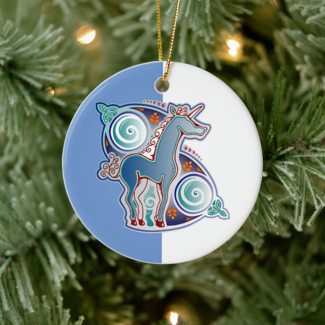 Celtic unicorn ceramic tree decoration (Tree)