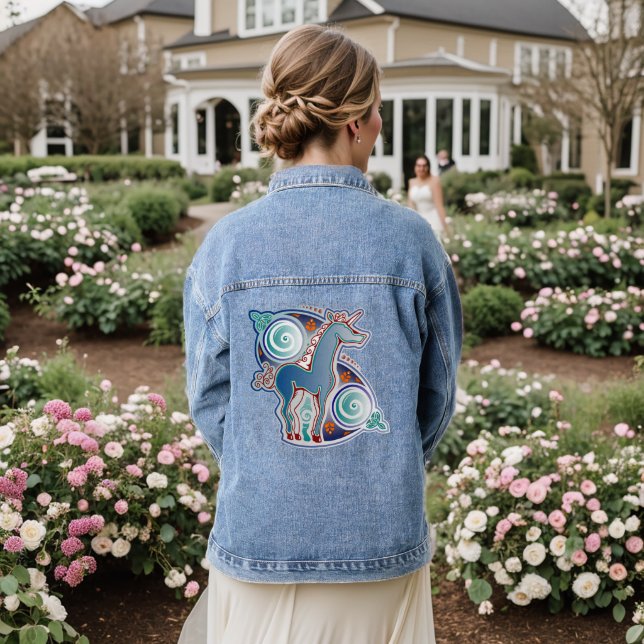 Celtic unicorn denim jacket (Wedding Back)