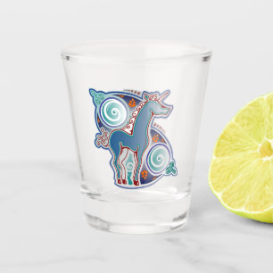 Celtic unicorn shot glass