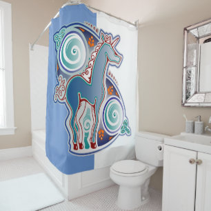 Celtic unicorn shower curtain