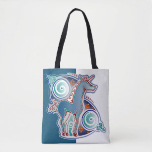 Celtic unicorn tote bag