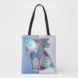 Celtic unicorn tote bag
