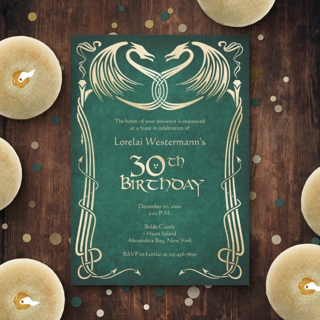 Celtic Viking Dragon 30th Birthday Invitation (Creator Uploaded)