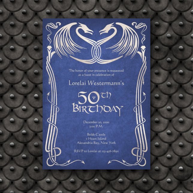 Celtic Viking Dragon 50th Birthday Invitation (Creator Uploaded)