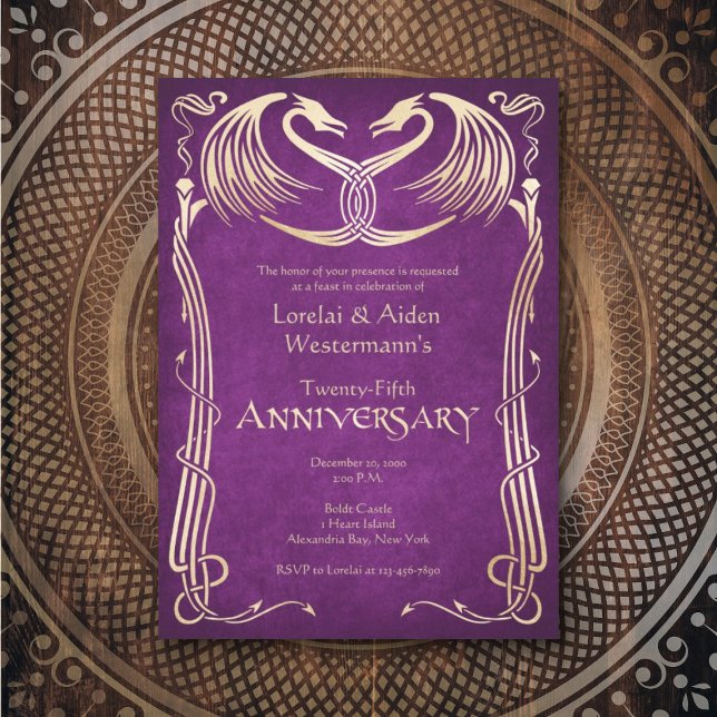 Celtic Viking Dragon Anniversary Invitation (Creator Uploaded)