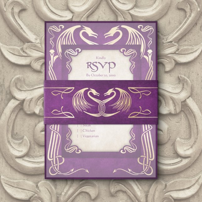 Celtic Viking Dragon Wedding Invitation Belly Band (Creator Uploaded)