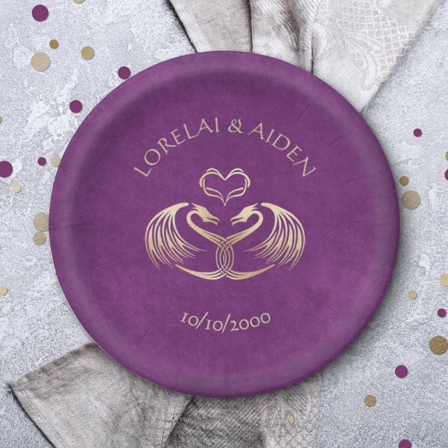 Celtic Viking Dragon Wedding Paper Plate (Creator Uploaded)
