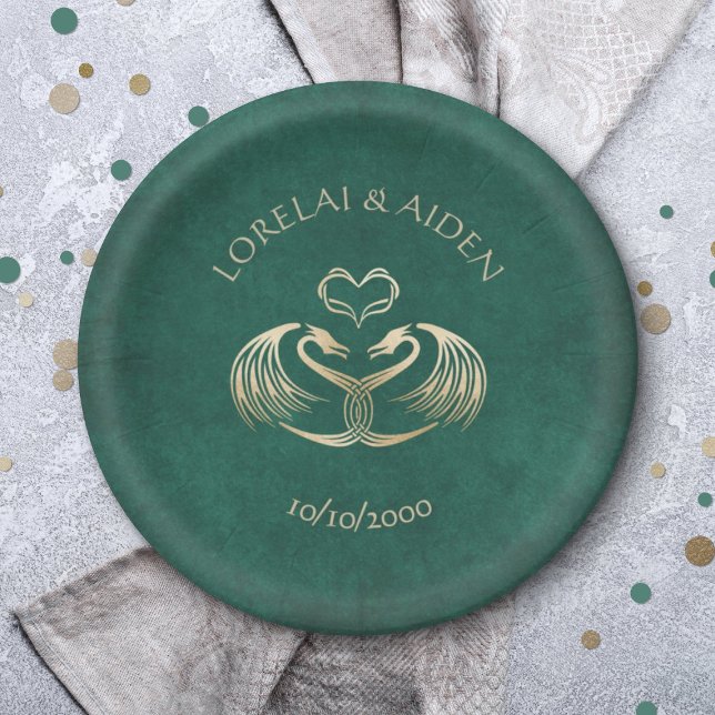 Celtic Viking Dragon Wedding Paper Plate (Creator Uploaded)