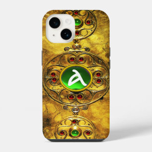 CELTIC WARRIOR SHIELD EMERALD RUBY GEM MONOGRAM iPhone 14 CASE