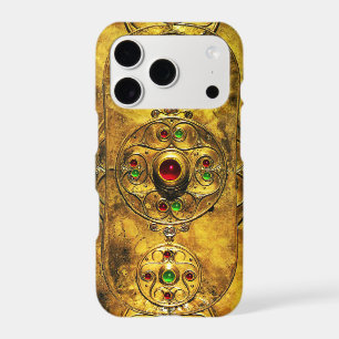 CELTIC WARRIOR SHIELD EMERALD RUBY GEM STONES