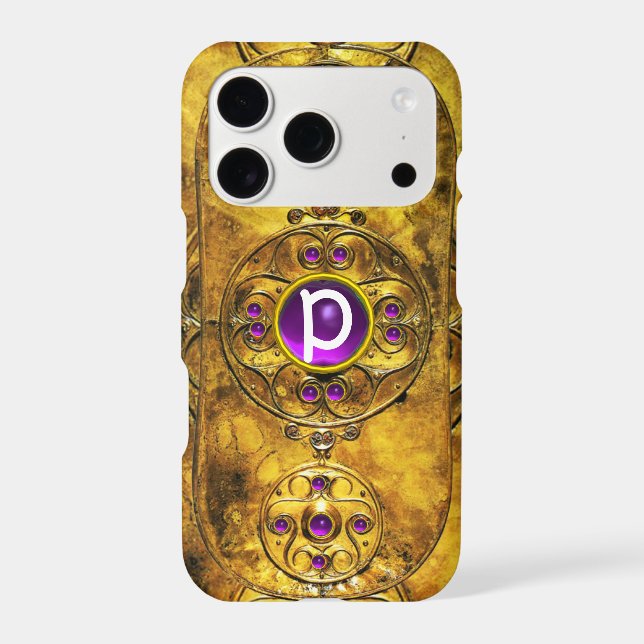 CELTIC WARRIOR SHIELD PURPLE AMETHYST GEM MONOGRAM (Back)