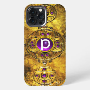 CELTIC WARRIOR SHIELD PURPLE AMETHYST GEM MONOGRAM iPhone 13 PRO MAX CASE