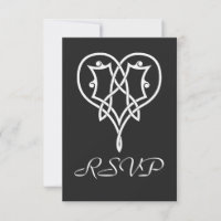 Celtic Weave Hearts in Black RSVP Card