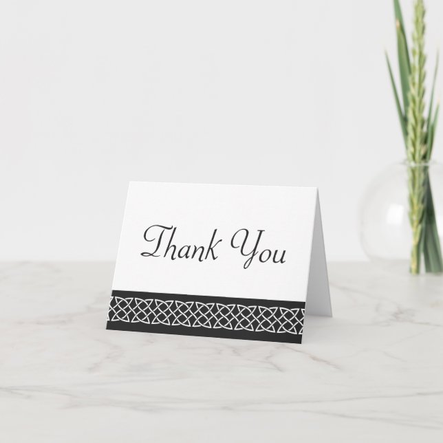 Celtic Weave Hearts in Black Thank You Card (Front)