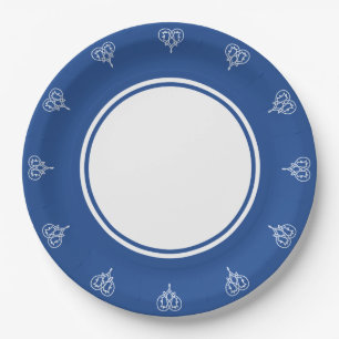 Celtic Weave Hearts in Blue Paper Plate