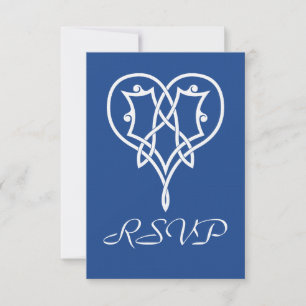 Celtic Weave Hearts in Blue RSVP Card