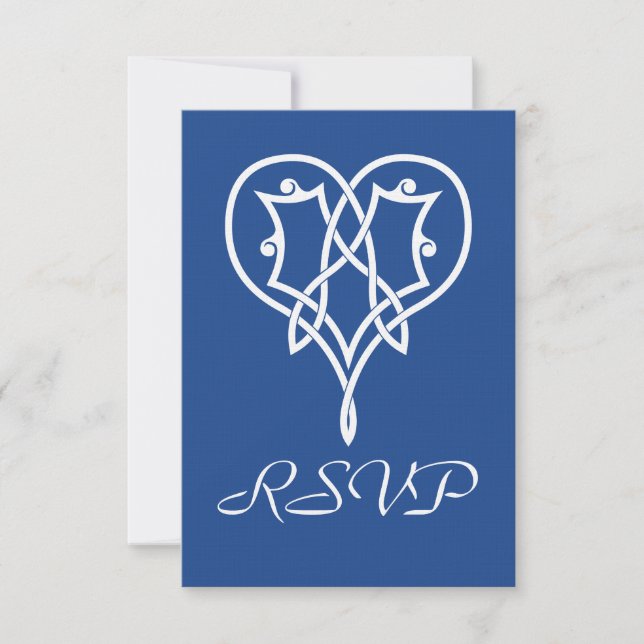 Celtic Weave Hearts in Blue RSVP Card (Front)