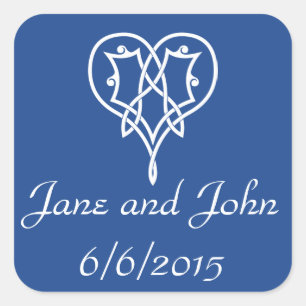 Celtic Weave Hearts in Blue Sticker