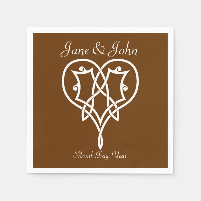 Celtic Weave Hearts in Chocolate Napkins (Front)