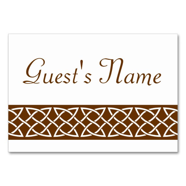 Celtic Weave Hearts in Chocolate Table Card (Front)