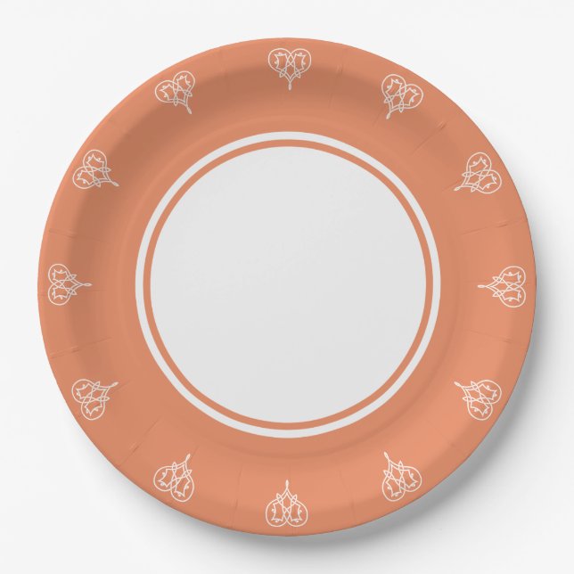 Celtic Weave Hearts in Coral Paper Plate (Front)