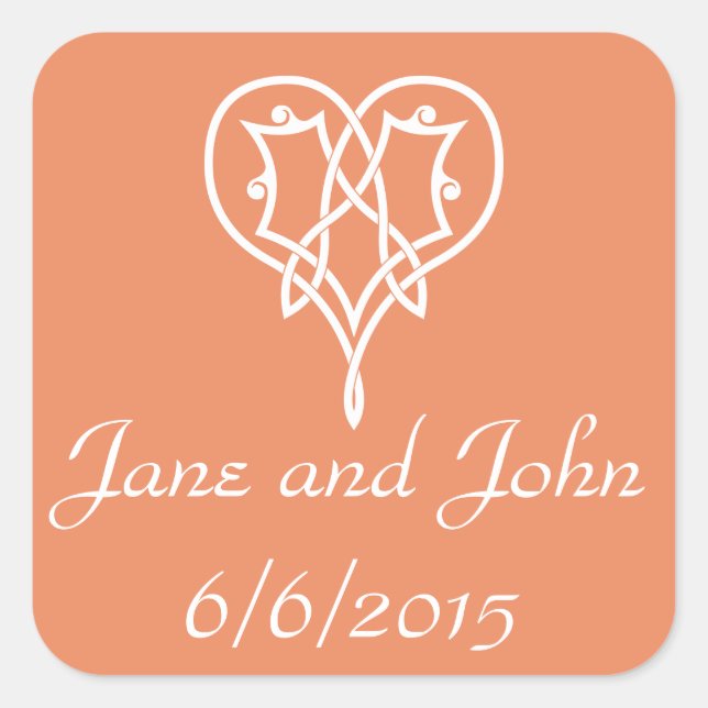 Celtic Weave Hearts in Coral Sticker (Front)