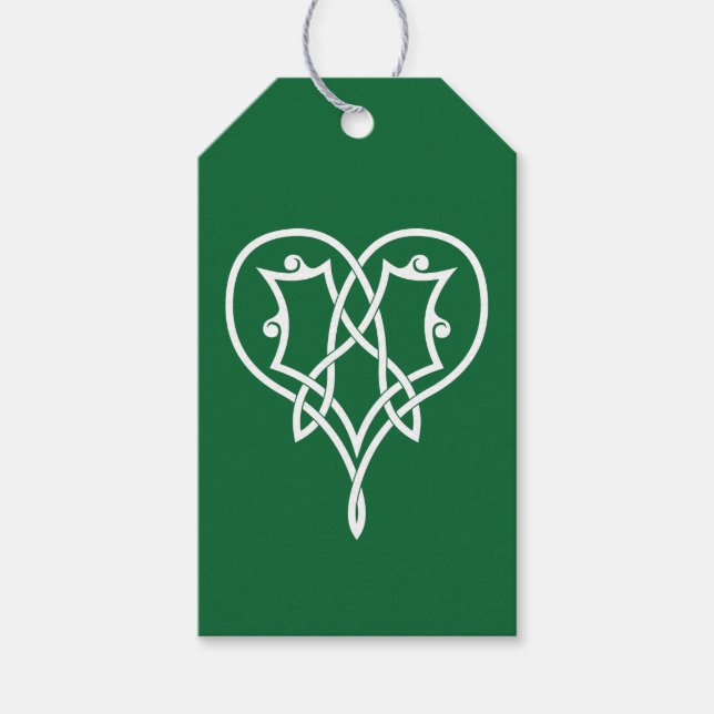 Celtic Weave Hearts in Green Gift Tag (Front)