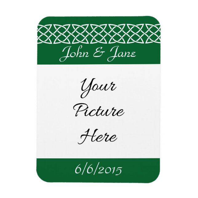 Celtic Weave Hearts in Green Save-the-Date Magnet (Vertical)