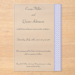 Celtic Weave Hearts in Lavender Acrylic Wedding  Invitations