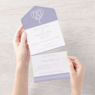 Celtic Weave Hearts in Lavender All In One Invitation