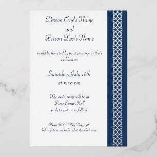 Celtic Weave Hearts in Navy Foil Invitation