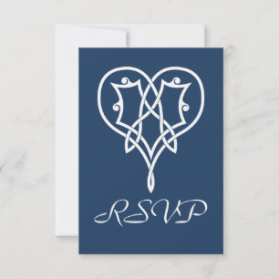 Celtic Weave Hearts in Navy RSVP Card