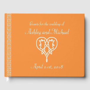 Celtic Weave Hearts in Orange Guest Book
