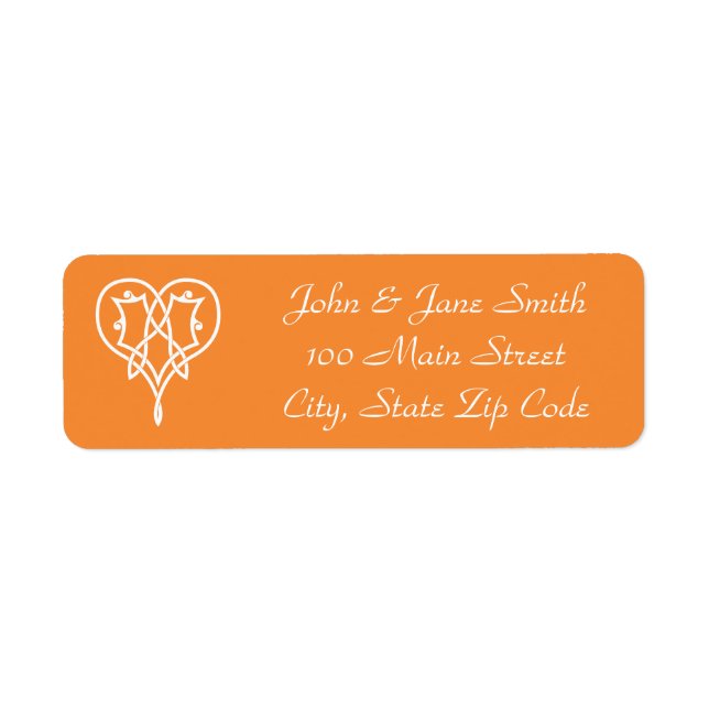 Celtic Weave Hearts in Orange Return Address Label (Front)