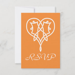 Celtic Weave Hearts in Orange RSVP Card