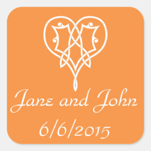 Celtic Weave Hearts in Orange Sticker